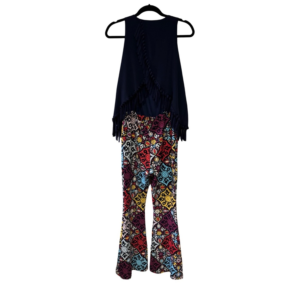 Judith March Medium Colorful Patterned Women's Jumpsuit Fringe Bellbottom - Picture 5 of 8